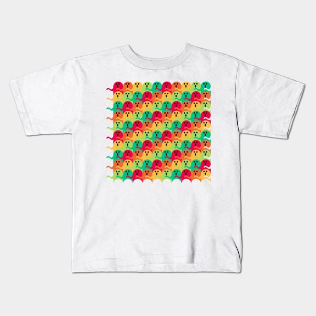 Ghost Tessellation Pattern (Retro Color) Kids T-Shirt by inotyler
